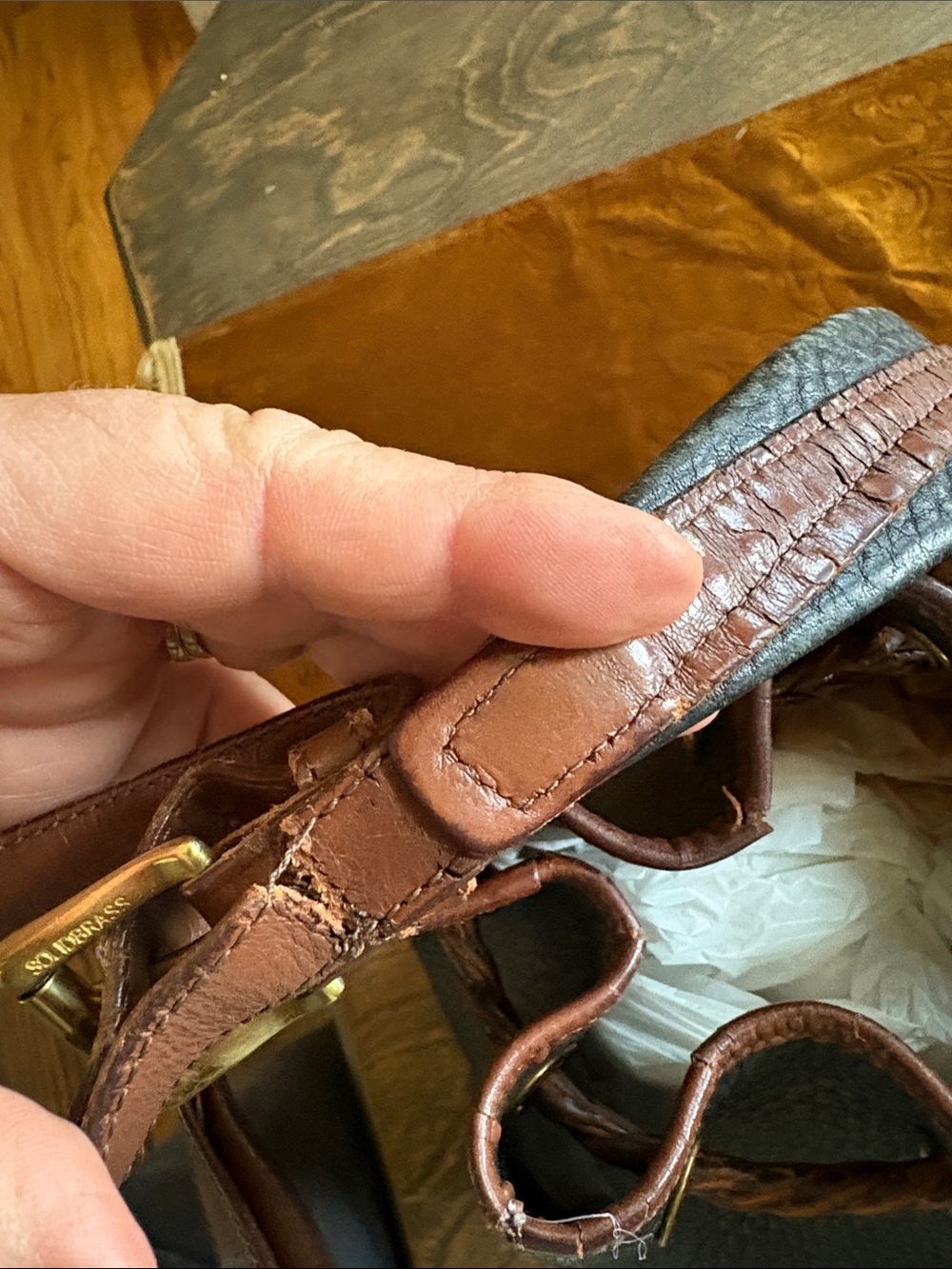 Vintage, Dooney & Bourke Pebble Leather Drawstring Bucket Bag - Picture 15 of 15